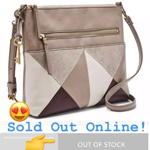 Fossil Handbags - Fossil Set Fiona Large Crossbody Champagne Leather